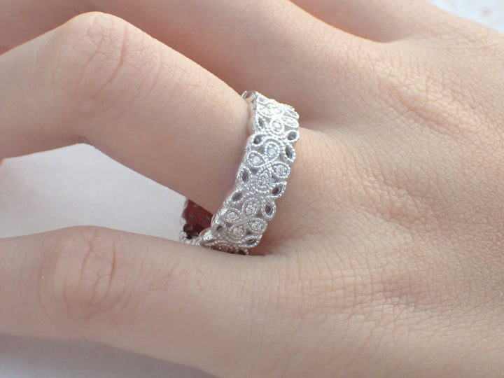 Filigree Wedding Band Custom Filigree Wedding Ring One-of-a-Kind Design Filigree Vintage Inspired Unique White Gold Filigree Band