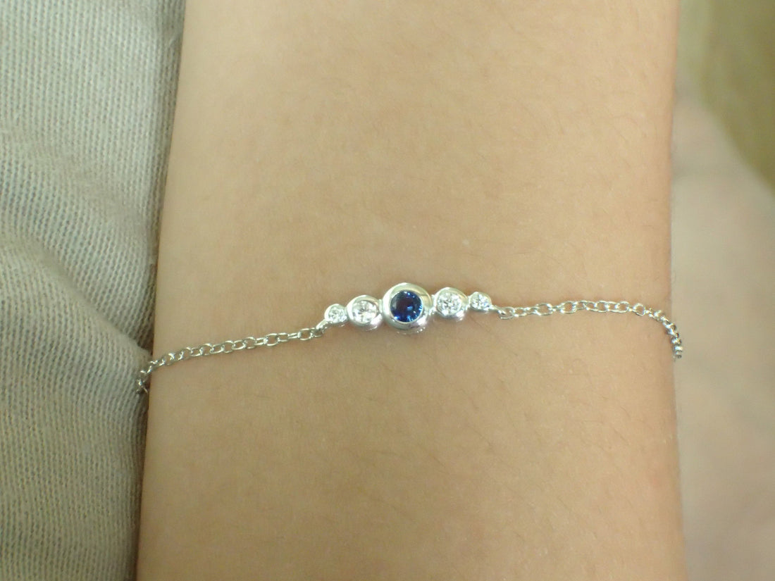 Sapphire Bracelet Diamond Gold Bracelet Sapphire Chain Bracelet Sapphire Gold Chain Sapphire Perfect Gift For Her September Birthstone