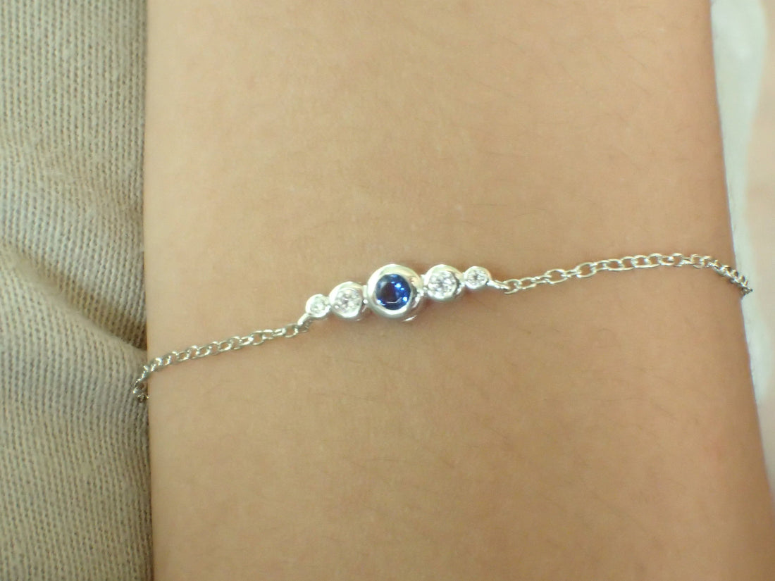 Sapphire Bracelet Diamond Gold Bracelet Sapphire Chain Bracelet Sapphire Gold Chain Sapphire Perfect Gift For Her September Birthstone