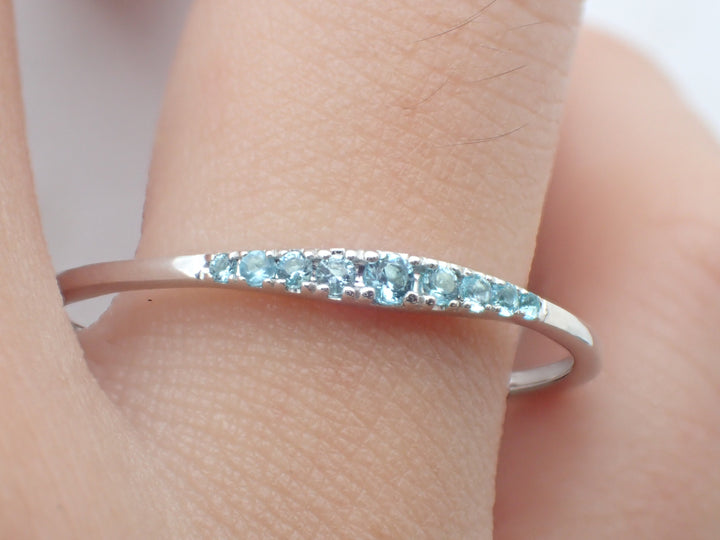 Blue Topaz Ring Dainty Blue Topaz Ring Wedding Ring Blue Topaz Ring November Birthstone Ring Blue Topaz Tapered Band Ring