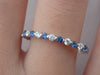 Blue Sapphire Wedding Band Moissanite Sapphire Engagement Ring Eternity Band Single Prong Mixed Stones Alternating Stones 1.8mm