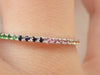 Rainbow Gemstone, Half Eternity Band, Multi Gemstone Ring, 14k Gold Rainbow Wedding Ring, Precious Stone Ring