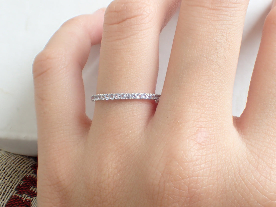 London Blue Topaz Eternity Ring - 2.0mm White Gold Topaz Wedding Ring -  Blue Topaz Wedding Band