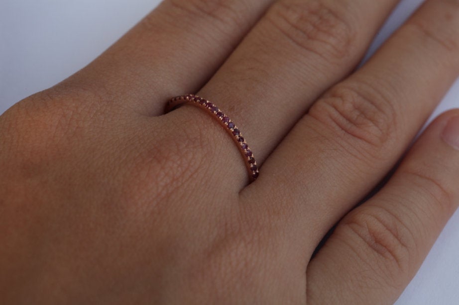 Ruby Ring July Birthstone/ Gift for Her Birthday/ Gift Jewelry Ruby Stacking Ring/ Matching Ruby Wedding Band/ Available 3/4 Eternity Full