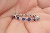 Alternate Blue Sapphire and Diamond Full Eternity Band, Delicate Sapphires Band with Diamonds, Gold or Platinum