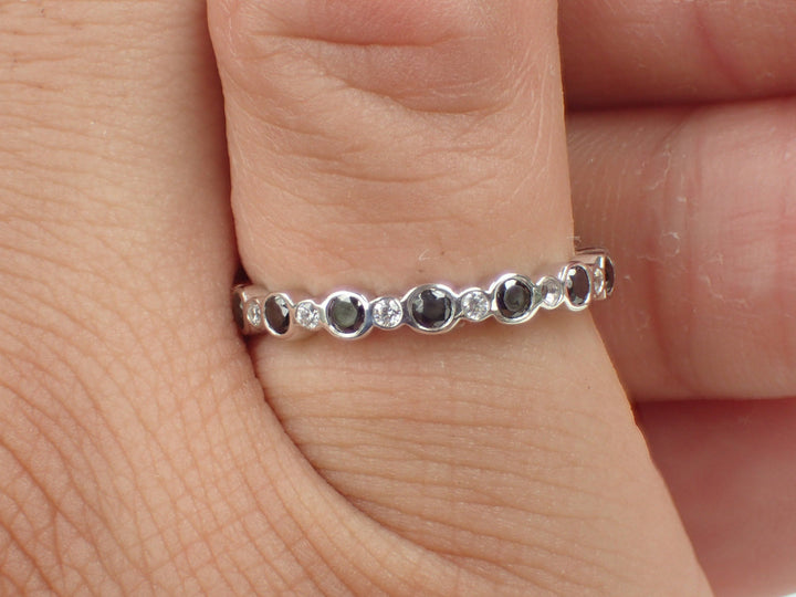 Black Spinel Eternity Band Alternating Black Spinel White Diamonds Ring Black Spinel Ring Gold Black Spinel Ring Platinum Band Avail