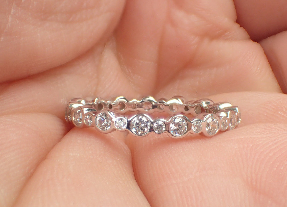 White Sapphire Wedding Band Alternating White Yellow Sapphire Band with Diamonds White Sapphire Wedding Ring Pink Sapphire
