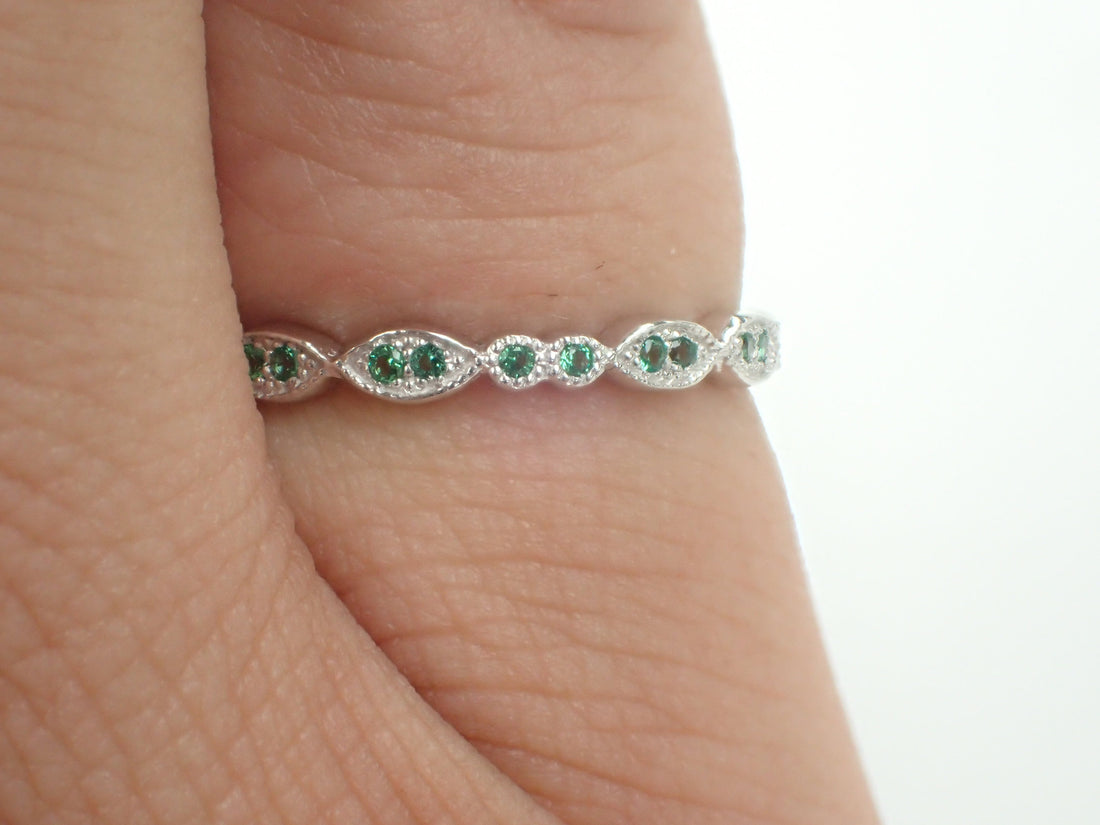 Peridot Ring Peridot Wedding Band or Gift Half Eternity Vintage Inspired Art Deco Peridot Gemstone Stone Ring August Birthstone Ring