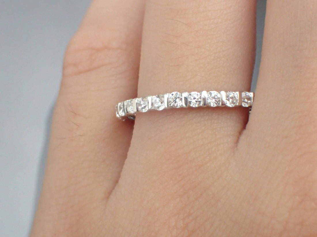Bar Setting Band, 2.3mm Full Eternity Bar Set Diamond Wedding Band, Bar Setting Ring in 18k Solid Gold
