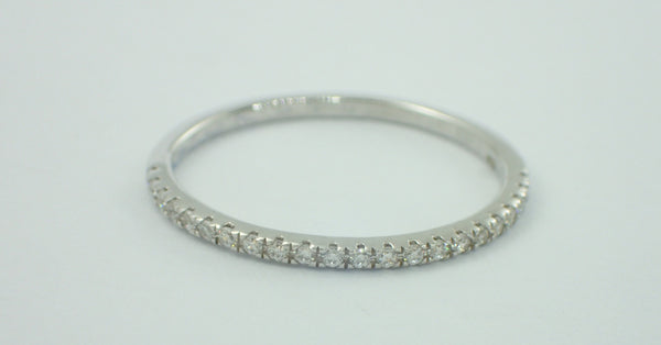 Micro Pave Diamond Wedding Band, Solid Gold Dainty Stackable Band, Half Eternity Ring, PT950 Thin Dainty Band