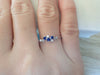 Moissanite and Blue Sapphire Cluster Ring, Prong Set Cluster Ring, Alternating Sapphire and Moissanite Ring