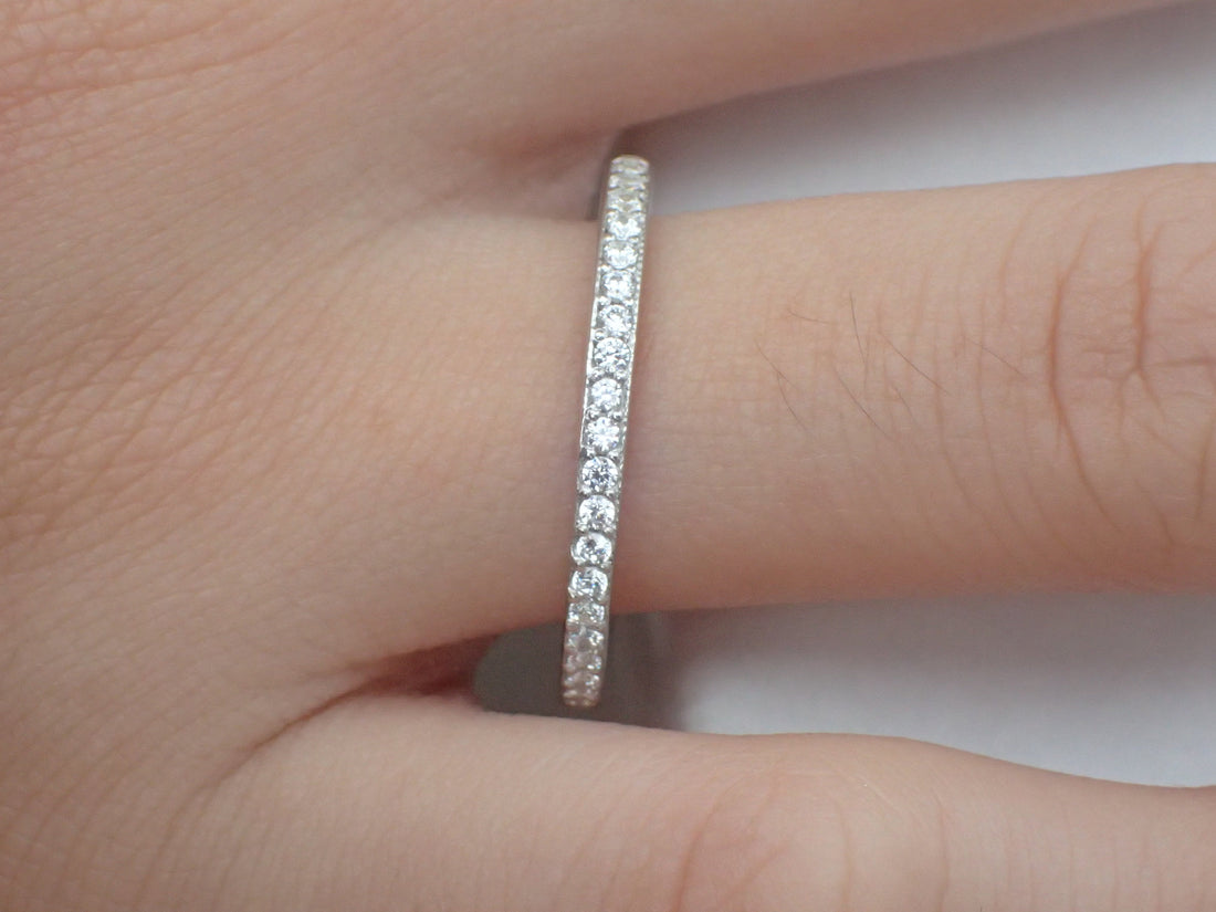Channel Set Eternity Diamond Wedding Band, Full Eternity Ring, Channel Set Ring, Platinum 950 Thin Dainty Band