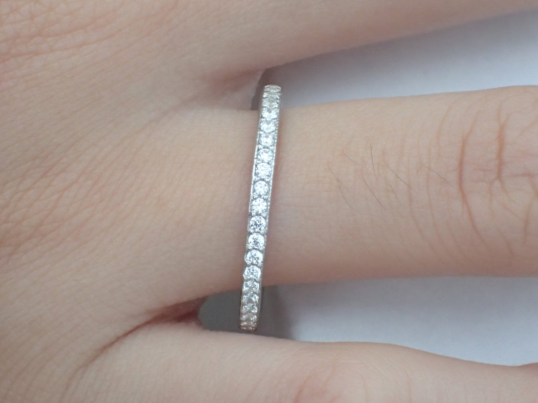 Channel Set Eternity Diamond Wedding Band, Full Eternity Ring, Channel Set Ring, Platinum 950 Thin Dainty Band