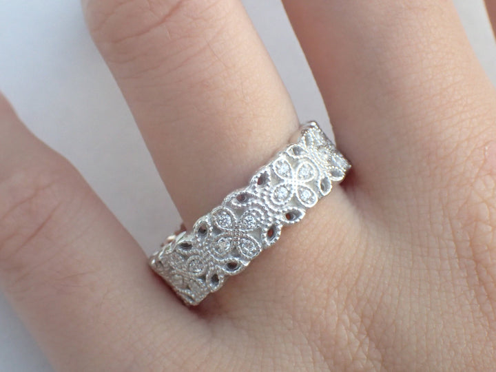 Filigree Wedding Band Custom Filigree Wedding Ring One-of-a-Kind Design Filigree Vintage Inspired Unique White Gold Filigree Band