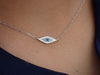 Evil Eye Diamond Necklace Evil Eye Sapphire Necklace Evil Eye Luck Charm Necklace Gift for Co-Worker, Sweetheart, Wife, Mom
