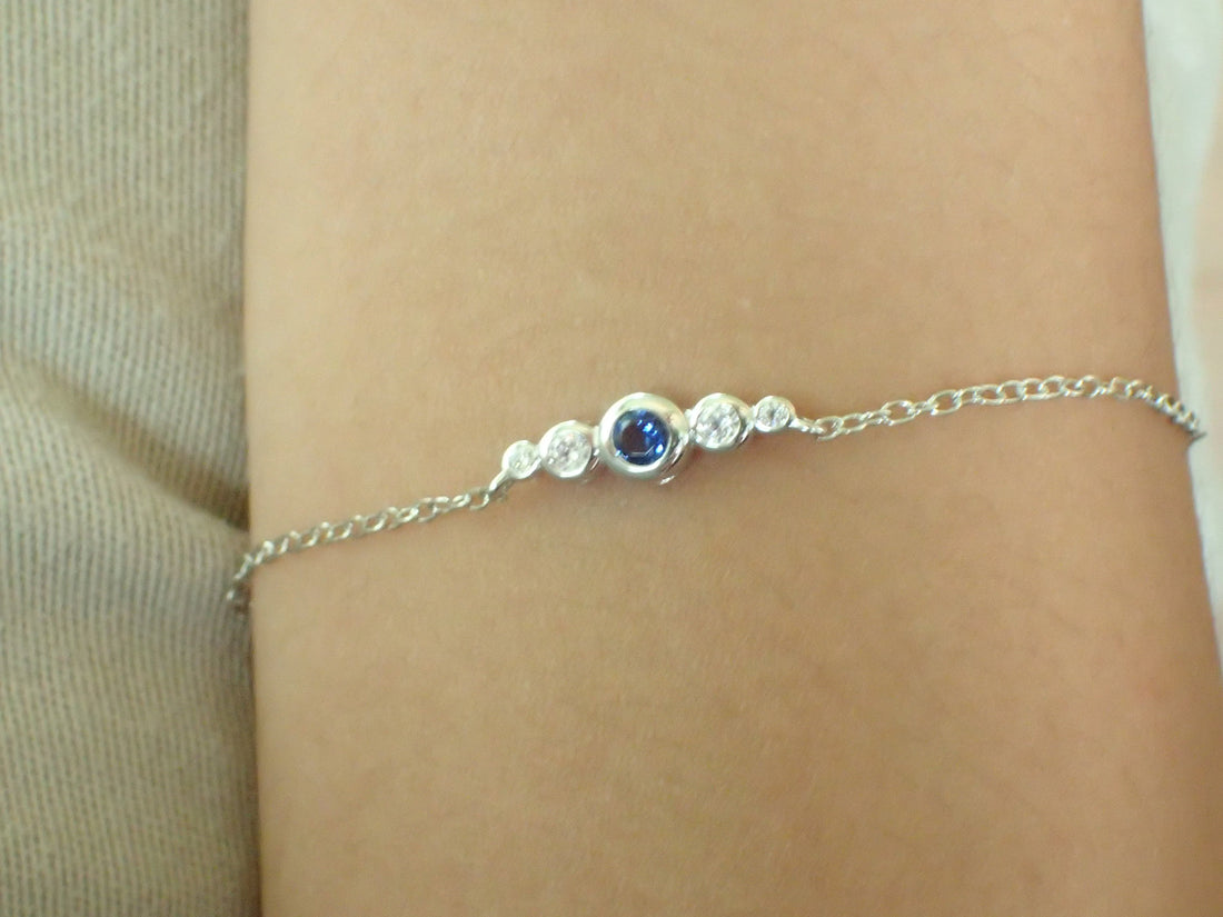 Sapphire Bracelet Diamond Gold Bracelet Sapphire Chain Bracelet Sapphire Gold Chain Sapphire Perfect Gift For Her September Birthstone