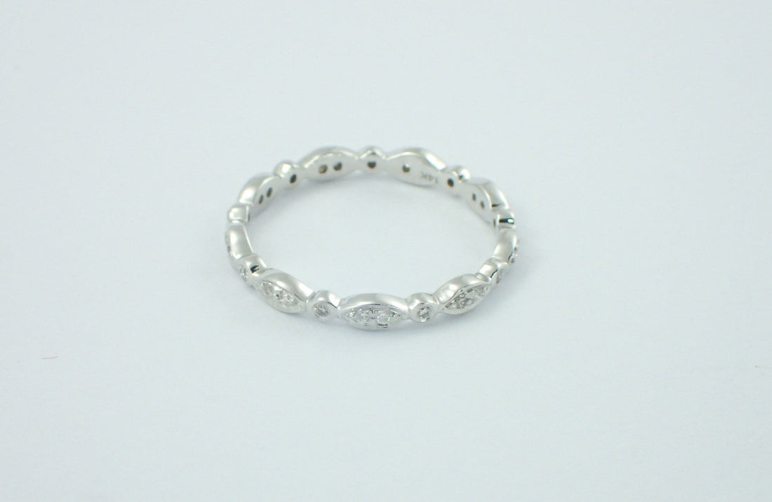 Marquise Shaped Platinum Band, Vintage Inspired Band, Art Deco Full Eternity Marquise Diamond Wedding Band