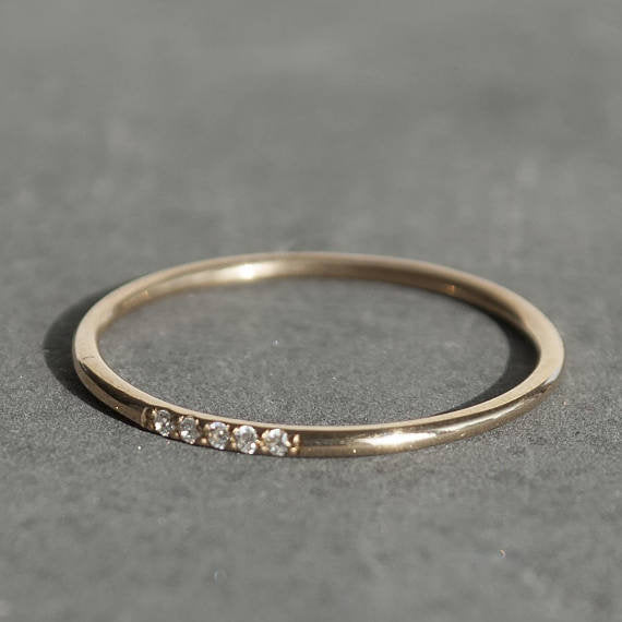 1.3mm Minimalist Stackable Wedding Band or Anniversary Ring Stacking Simple Diamond Ring Spacer for Engagement Wedding Ring 14k