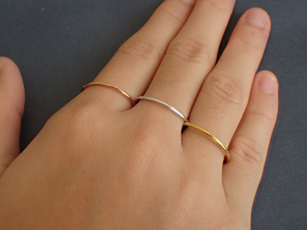 1 mm Gold Ring/ Dainty Solid Gold Thin Wedding Band/ Slim Stacking Ring/ Simple Gold Ring/ Solid Gold Ring, Midi Ring, Knuckle Ring 1mm