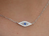 Evil Eye Diamond Necklace Evil Eye Sapphire Necklace Evil Eye Luck Charm Necklace Gift for Co-Worker, Sweetheart, Wife, Mom