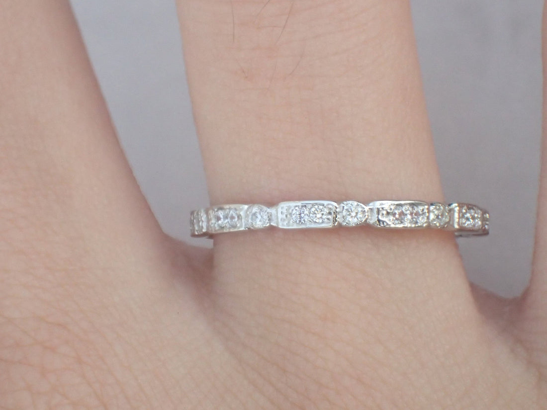 Art Deco Square Band, 14k Art Deco Band, Vintage Unique Design with Modern Twist, Delicate Art Deco Bridal Band
