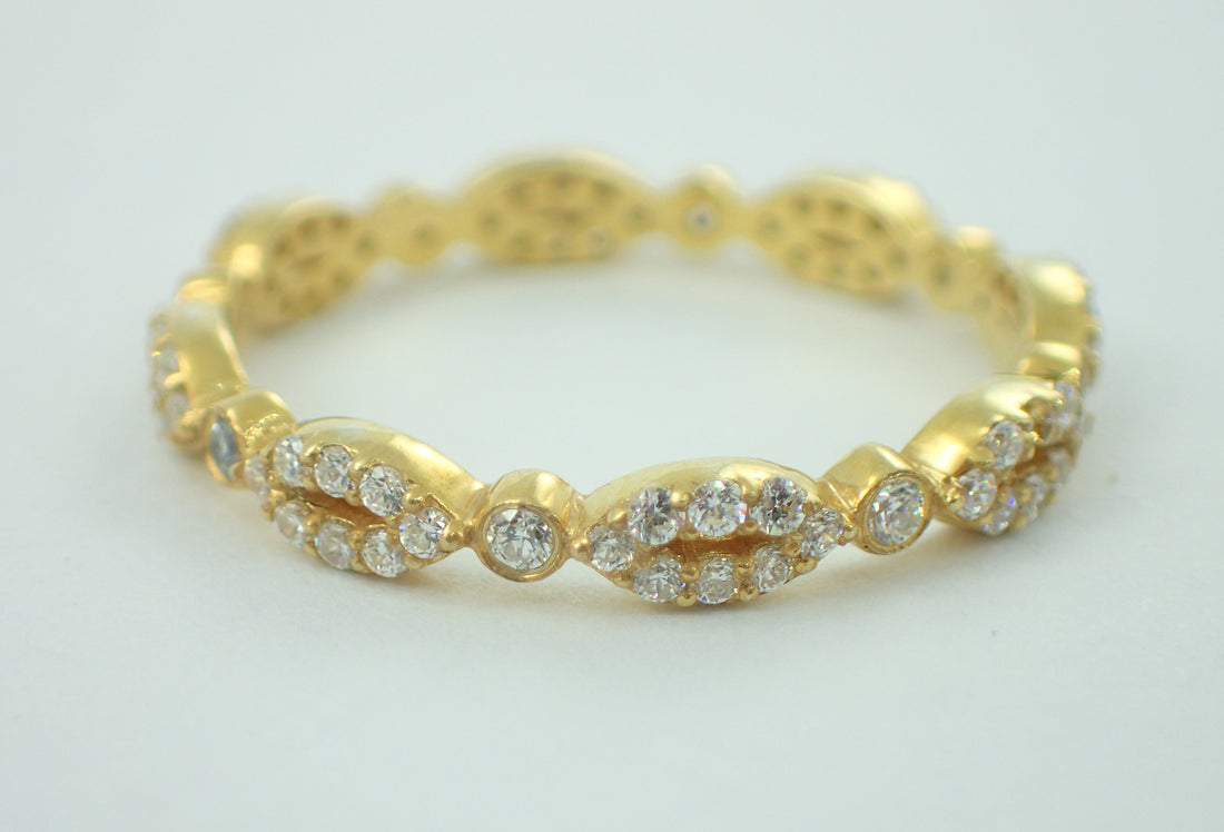 Oval Evil Eye Inspired Moissanite Wedding Band, Solid Gold Full Eternity Ring, Marquise Shaped Evil Eye Moissanite Band