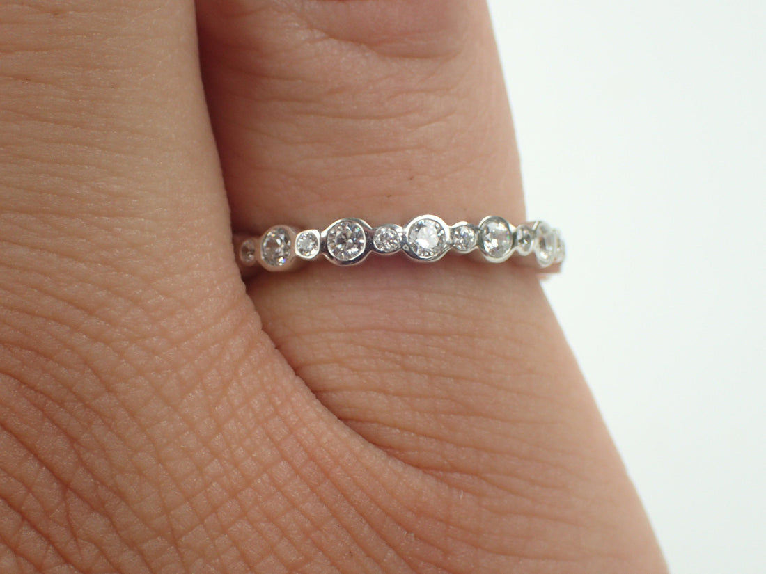 White Sapphire Wedding Band Alternating White Yellow Sapphire Band with Diamonds White Sapphire Wedding Ring Pink Sapphire