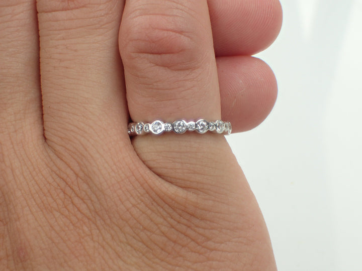 White Sapphire Wedding Band Alternating White Yellow Sapphire Band with Diamonds White Sapphire Wedding Ring Pink Sapphire