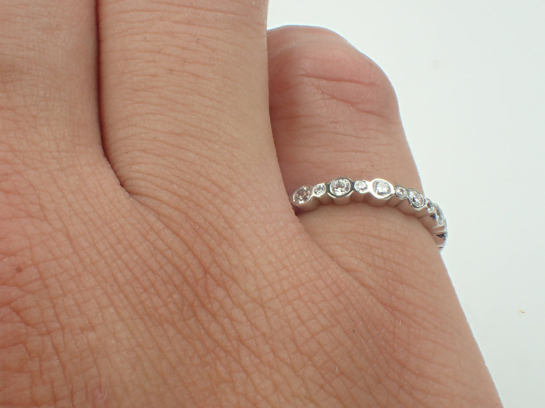 White Sapphire Wedding Band Alternating White Yellow Sapphire Band with Diamonds White Sapphire Wedding Ring Pink Sapphire