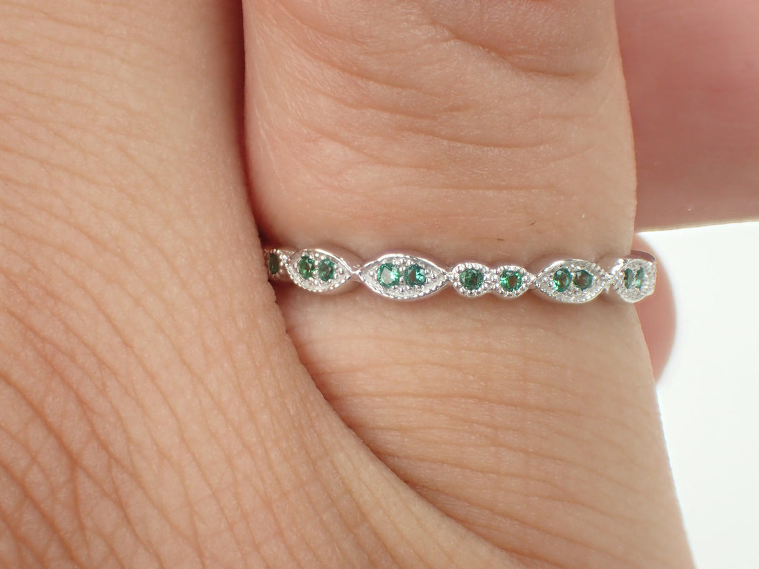 Peridot Ring Peridot Wedding Band or Gift Half Eternity Vintage Inspired Art Deco Peridot Gemstone Stone Ring August Birthstone Ring