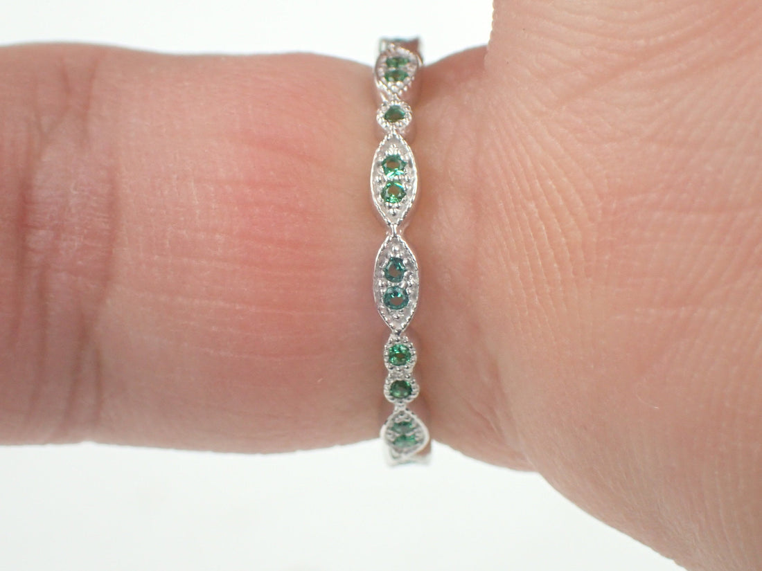 Peridot Ring Peridot Wedding Band or Gift Half Eternity Vintage Inspired Art Deco Peridot Gemstone Stone Ring August Birthstone Ring
