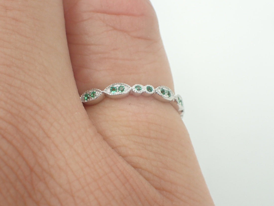 Peridot Ring Peridot Wedding Band or Gift Half Eternity Vintage Inspired Art Deco Peridot Gemstone Stone Ring August Birthstone Ring