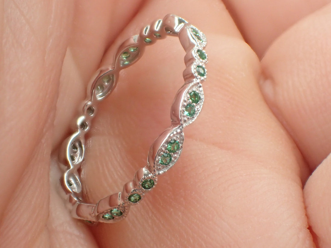 Peridot Ring Peridot Wedding Band or Gift Half Eternity Vintage Inspired Art Deco Peridot Gemstone Stone Ring August Birthstone Ring