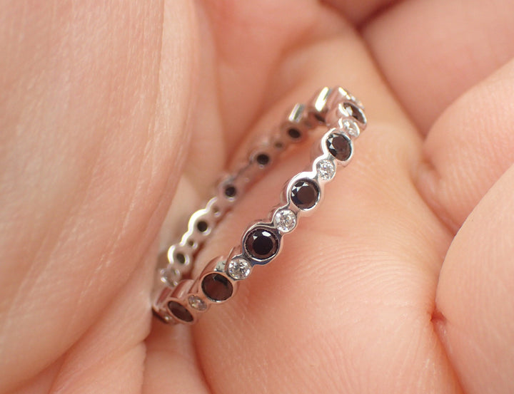 Black Spinel Eternity Band Alternating Black Spinel White Diamonds Ring Black Spinel Ring Gold Black Spinel Ring Platinum Band Avail