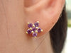 14k Flower Earring Stud Post Purple Amethyst - Gift for Ladies - Gift Under 100 - Earring Gifts – February Birthstone -Earring Gifts for Her