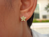 14k Solid Gold Flower Earring / Peridot Flower Earring / Flower Earring Stud Post / Cluster Earring / Gift Under 100 / August Birthstone