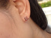 Garnet Stud Earrings, Red Flower Earrings, 14k Studs Earring, Garnet Dangle, Tiny Flower Earrings, flower cluster