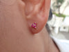 2mm Trinity Pink Sapphire Earring / 14k Gold Earring / Stud Earring / Cluster Earring / September Birthstone Earring / Prong Setting Earring