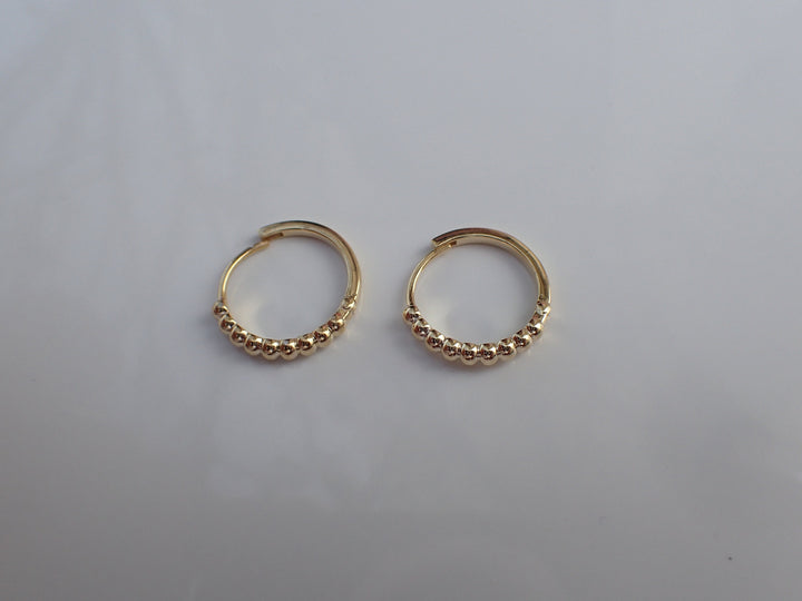 Beaded Hoop Earrings Gift for Her, 14k Gold Mini Hoop Earring, Lightweight and Comfortable Hoop Bead Earrings