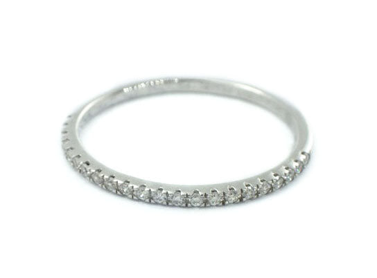 Solid Gold Half Eternity Micro Pave Ring, Micro Pave Diamond Thin Dainty Band, Micro Pave Eternity, Delicate Pave Ring