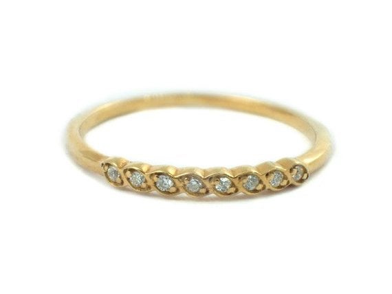 14k Art Deco Inspired Bands All Shapes White Sapphire - On Sale - Half Eternity Bands