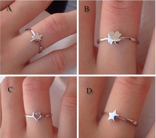 On Sale- Simple Durable 14k Gold Ring -Star Burst Ring - Good Luck Clover Ring - Open Your Heart Ring - Perfect Gift for Girls