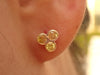 Yellow Sapphires Earrings / Tri Stone Earrings / 3mm Triple Stone Cluster Earrings / September Birthstone Earrings