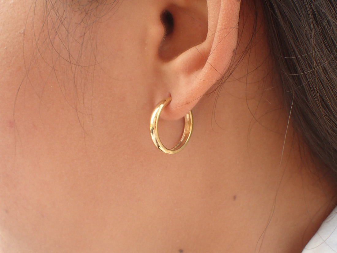 Hoop Earrings - Minimalist Hoop Earring for Women - 14k Solid Gold Thin Hoop Earring - No Stone Gold Earring