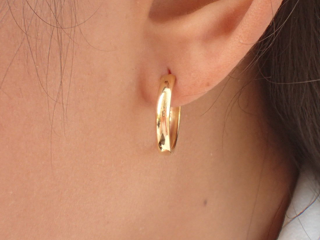 Hoop Earrings - Minimalist Hoop Earring for Women - 14k Solid Gold Thin Hoop Earring - No Stone Gold Earring