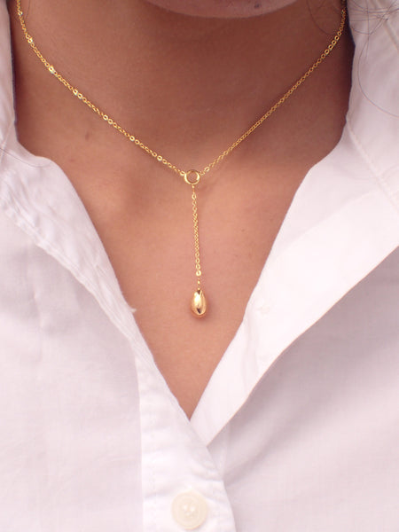 Ready to Ship-  Golden Swan Egg 14k Necklace with 10k Solid Egg, Y Style Necklace Chain