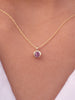 0.14ct Amethyst Solitaire 14k Solid Gold Necklace Pendant - February Birthstone Necklace Gift