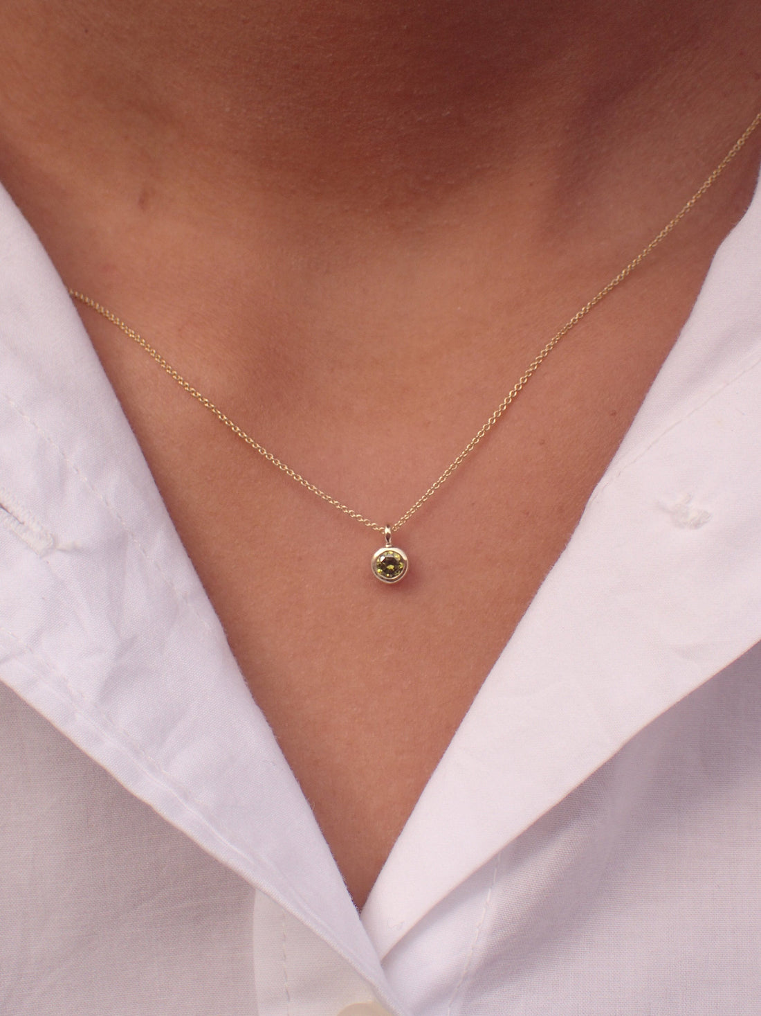 0.14ct Peridot Solitaire Necklace - 14k Solid Gold Necklace Pendant - August Birthstone Necklace Gift
