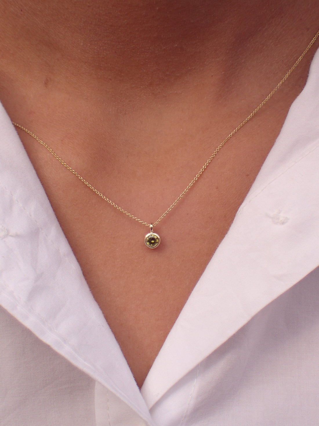0.14ct Peridot Solitaire Necklace - 14k Solid Gold Necklace Pendant - August Birthstone Necklace Gift