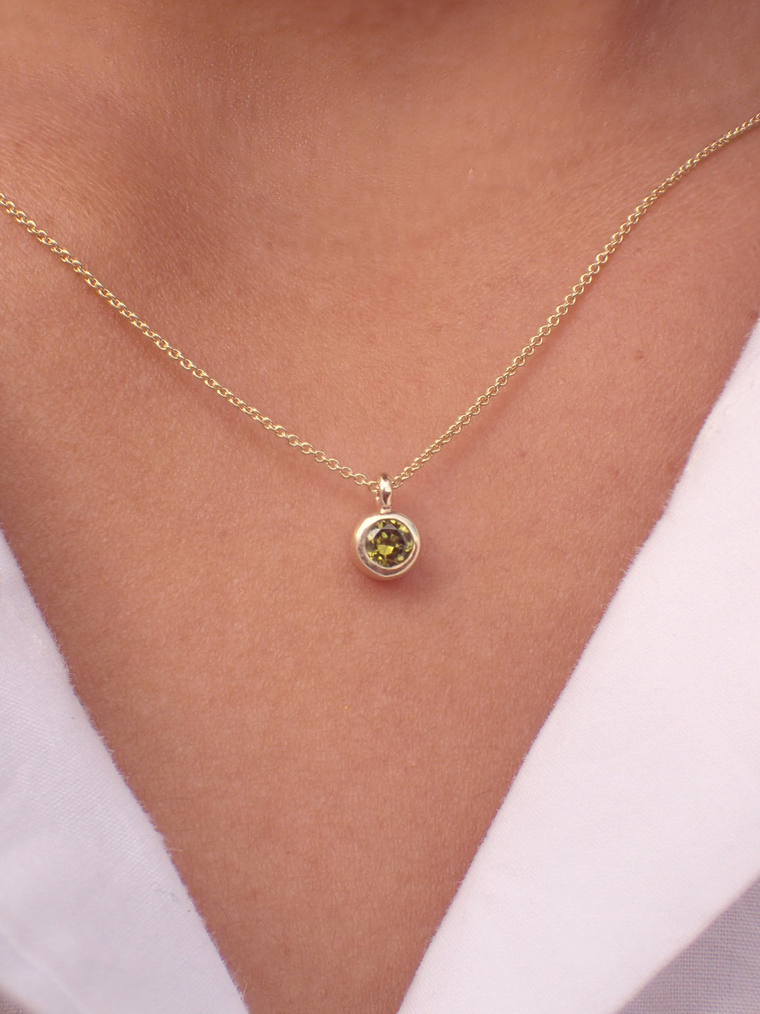 0.14ct Peridot Solitaire Necklace - 14k Solid Gold Necklace Pendant - August Birthstone Necklace Gift